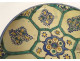 Large round polychrome earthenware dish with floral rosette, Morocco, Maghreb, Fez, late 19th century