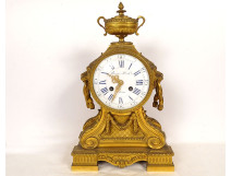 Louis XVI gilt bronze clock with lion's head cup, Gorini Napoleon III, 19th century