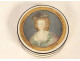 Round ivory box with painted tortoiseshell miniature of Marie Antoinette, 18th century