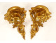 Pair of gilded carved wood wall sconces, Italy, 20th century