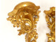 Pair of gilded carved wood wall sconces, Italy, 20th century