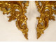 Pair of gilded carved wood wall sconces, Italy, 20th century
