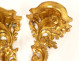 Pair of gilded carved wood wall sconces, Italy, 20th century
