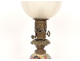 Chinese porcelain oil lamp with bronze figures and globe, Napoleon III style, 19th century