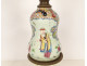 Chinese porcelain oil lamp with bronze figures and globe, Napoleon III style, 19th century