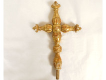 Italian gilded wood processional cross with foliage, Italy, 19th century