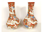 Pair of Arita porcelain vases, Japan, Hichozan Shinpo Monzaemon dragons, 19th century