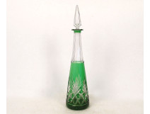 Saint-Louis cut crystal decanter, green color, Massenet model, 20th century