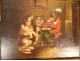 Small oil painting on canvas, humorous scene with a learned monkey and dogs, gilt frame, 19th century