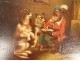 Small oil painting on canvas, humorous scene with a learned monkey and dogs, gilt frame, 19th century