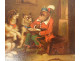 Small oil painting on canvas, humorous scene with a learned monkey and dogs, gilt frame, 19th century