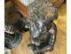 Large Baroque wooden sculpture of an angel, putto, and cherub, part of a 17th-century altarpiece