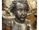 Large Baroque wooden sculpture of an angel, putto, and cherub, part of a 17th-century altarpiece