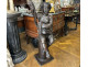 Large Baroque wooden sculpture of an angel, putto, and cherub, part of a 17th-century altarpiece