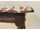 Small Louis XIII style office table in carved walnut with crimson marble top, 17th century