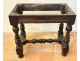 Small Louis XIII style office table in carved walnut with crimson marble top, 17th century