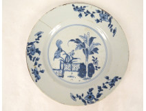 Chinese porcelain plate, East India Company, Kangxi tree landscape, 18th century