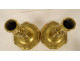 Pair of Louis XV gilt bronze candlesticks/torches with shell and foliage motifs, 18th century