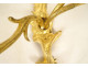 Pair of Regency 2-light gilt bronze wall sconces with crowned foliage motif, 18th century