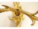 Pair of Regency 2-light gilt bronze wall sconces with crowned foliage motif, 18th century