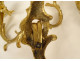 Pair of Regency 2-light gilt bronze wall sconces with crowned foliage motif, 18th century