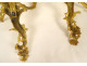 Pair of Regency 2-light gilt bronze wall sconces with crowned foliage motif, 18th century