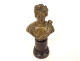 Small bronze sculpture of a laurel-crowned antique woman's bust, allegory, 18th century