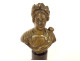 Small bronze sculpture of a laurel-crowned antique woman's bust, allegory, 18th century