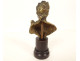 Small bronze sculpture of a laurel-crowned antique woman's bust, allegory, 18th century