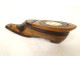 Snuffbox, shoe, carved wood, medallion portrait, Folk Art, 19th century