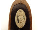 Snuffbox, shoe, carved wood, medallion portrait, Folk Art, 19th century