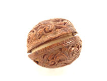 Small reliquary holder carved with walnut, flowers, and foliage, 19th century