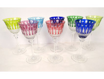 8 Saint-Louis crystal Rhin Roemers wine glasses, Tommy pattern, 20th century