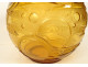 Amber-colored glass ball vase with geometric patterns in the style of Sabino, Art Deco, 20th century