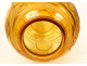 Amber-colored glass ball vase with geometric patterns in the style of Sabino, Art Deco, 20th century