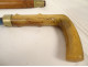 Sword cane with a Toledo-style damascened blade and horn pommel, wooden shaft, 19th century