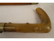 Sword cane with a Toledo-style damascened blade and horn pommel, wooden shaft, 19th century
