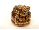 Carved ivory netsuke signed Kagetoshi miniature village temple Edo Japan 19th century
