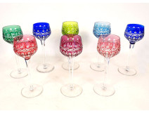 8 Saint-Louis Roemers Rhine crystal wine glasses, Traminer pattern, 20th century