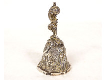 Solid silver table bell, Minerva, flowers and foliage, 155.49g, 19th century