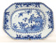 Octagonal porcelain dish, white and blue Chinese landscape with flowers, Qianlong period, 18th century