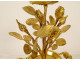 Pair of Louis XVI style candlesticks, blue crystal vases, gilt bronze, pink flowers, 18th century