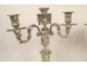 Pair of Louis XVI three-light candelabra, silver-plated metal candlesticks with knots, 18th century