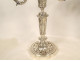 Pair of Louis XVI three-light candelabra, silver-plated metal candlesticks with knots, 18th century