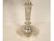 Pair of Louis XVI three-light candelabra, silver-plated metal candlesticks with knots, 18th century