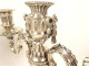 Pair of Louis XVI three-light candelabra, silver-plated metal candlesticks with knots, 18th century