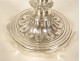 Pair of Louis XVI three-light candelabra, silver-plated metal candlesticks with knots, 18th century