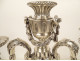 Pair of Louis XVI three-light candelabra, silver-plated metal candlesticks with knots, 18th century