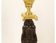 Pair of bronze candlesticks depicting female caryatids, Egyptian style, marble, 19th century
