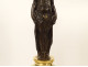 Pair of bronze candlesticks depicting female caryatids, Egyptian style, marble, 19th century